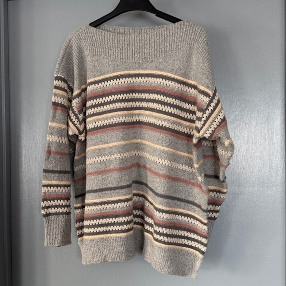 Liz Claiborne Women's Pullover Gray Striped Sweater sz 1X